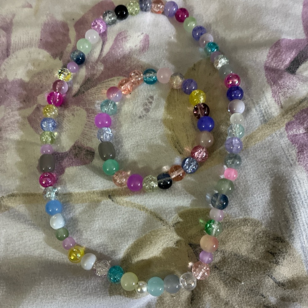 Multicolor Beaded Necklace and Bracelet Set